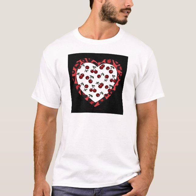 Camiseta RAB Rockabilly Cherries Leopard Print Heart (Frente)