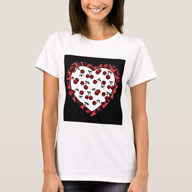 Camiseta RAB Rockabilly Cherries Leopard Print Heart (Frente)