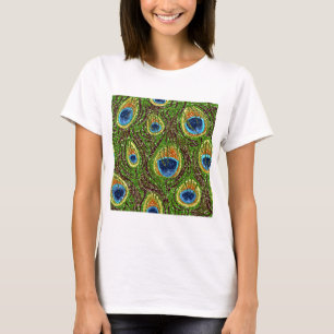 Camiseta RAB Rockabilly Colorido Estampa de Penas de Pavão