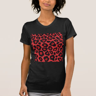 Camiseta RAB Rockabilly Estampa de Leopardo Vermelho Preto