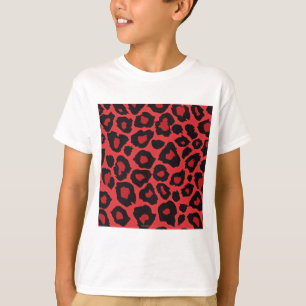 Camiseta RAB Rockabilly Estampa de Leopardo Vermelho Preto
