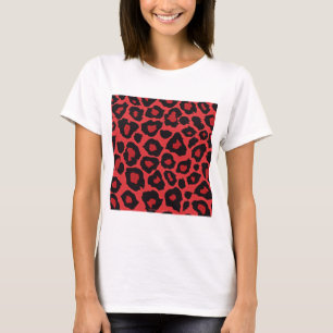 Camiseta RAB Rockabilly Estampa de Leopardo Vermelho Preto