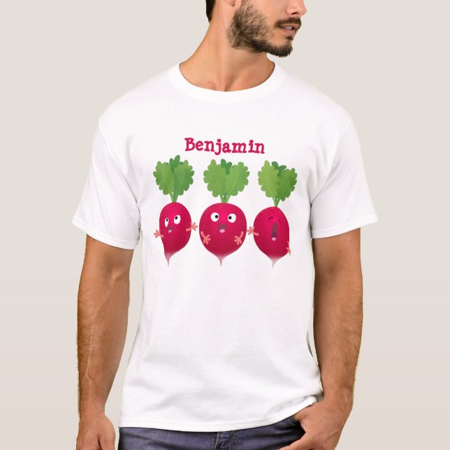 Camiseta Rabanetes cúbicos cantando legumes trio (Frente)