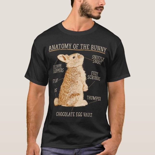 Camiseta Rabbit Anatomy Bunny Lover Animal Pet Owner  (Frente)