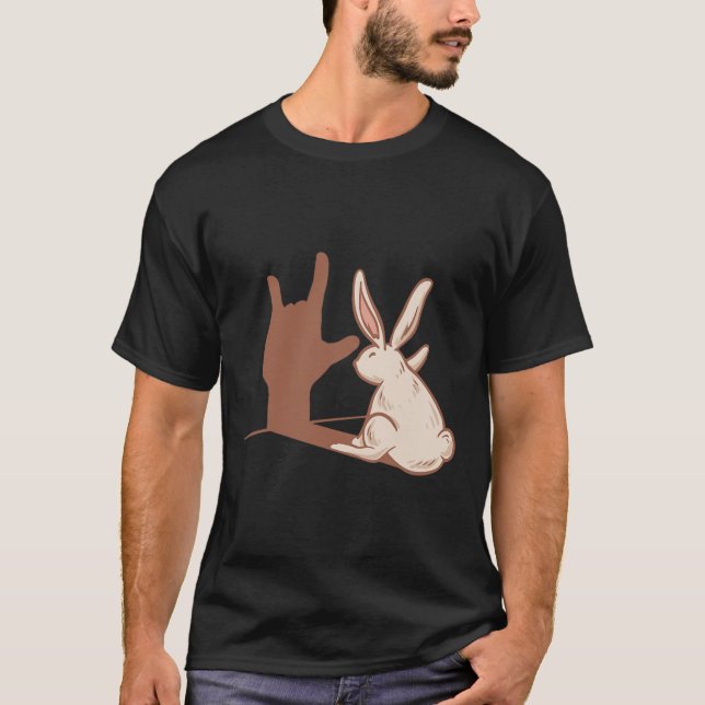 Camiseta Rabbit Asl Gesto de Mão surdo Audição Perda de Awa (Frente)