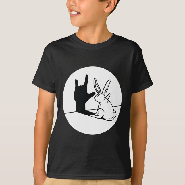 Camiseta Rabbit Asl Gesto de Mão surdo Audição Perda de Awa (Frente)