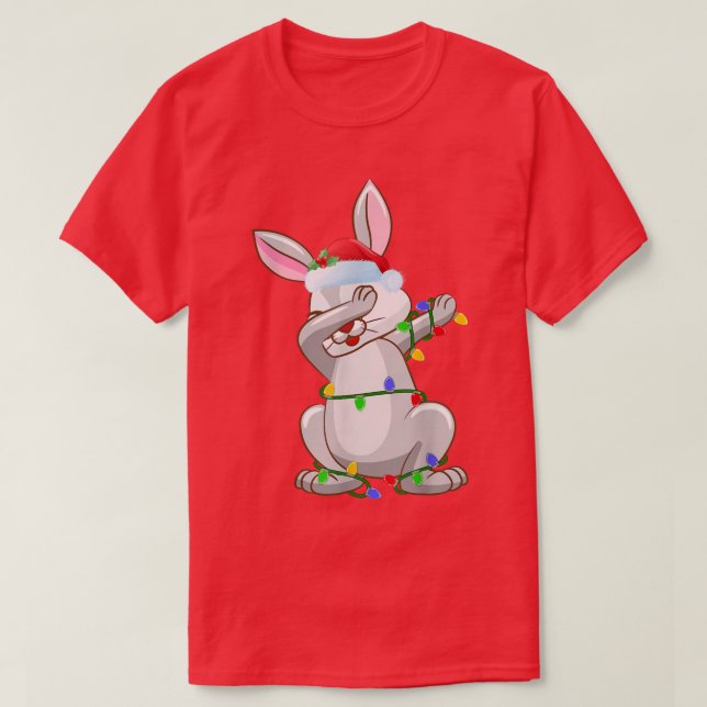 Camiseta Rabbit Baixo Xmas Luzes Papais noeis Engraçados Co (Frente do Design)