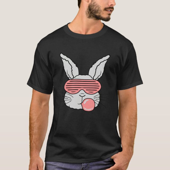 Camiseta Rabbit Bubble Gum Chewing Easter Bunny Cool Pink S (Frente)