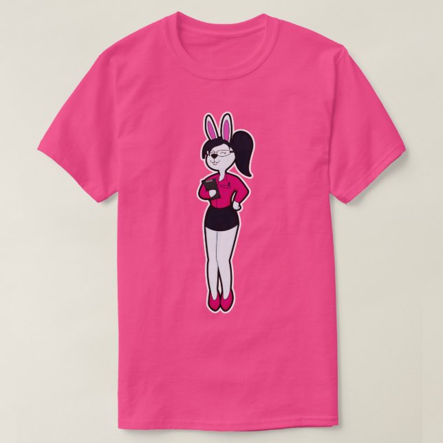 Camiseta Rabbit como secretário com óculos de Bloco de Nota (Frente do Design)