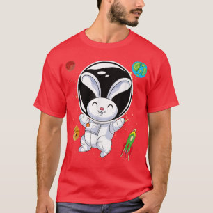 Camiseta Rabbit Cute Animal Rocket Planets Scientist Astron