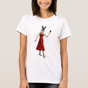 Camiseta Rabbit em vestido vermelho