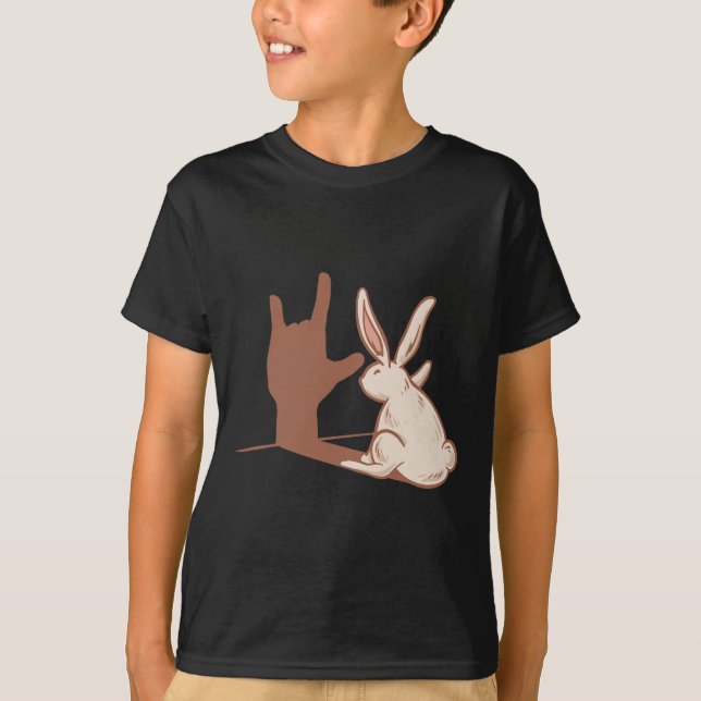 Camiseta Rabbit ILY ASL Gesto manual surdo surdo perda audi (Frente)
