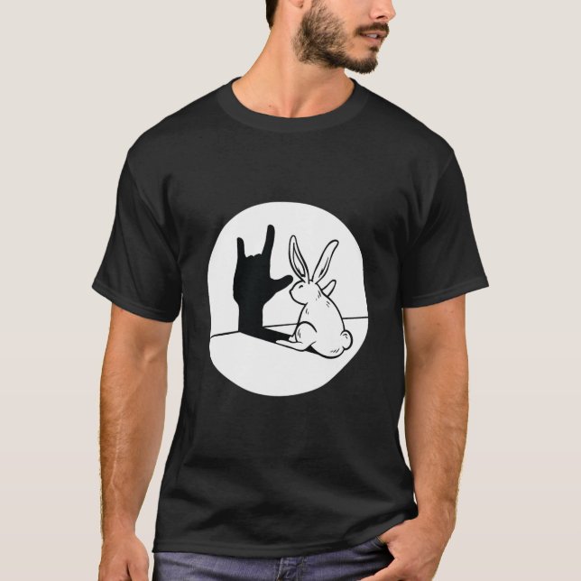 Camiseta Rabbit ILY ASL Gesto manual surdo surdo perda audi (Frente)