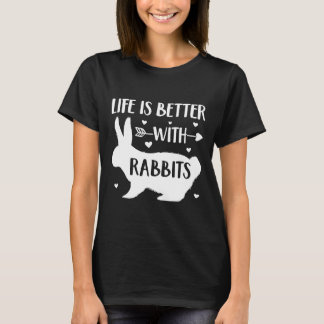 Camiseta Rabbit Lover Presente 'A Vida É Melhor Com Coelhos
