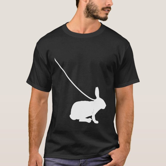Camiseta Rabbit on a Leash Bunny Hare Pet Animal Cute (Frente)