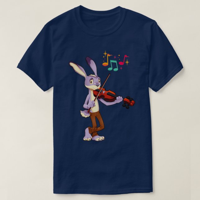 Camiseta Rabbit plays the violin professionally (Frente do Design)