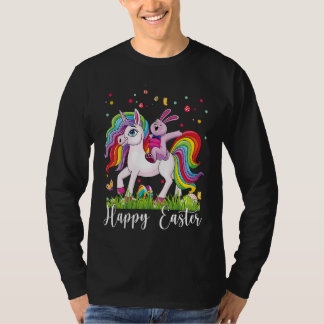 Camiseta Rabbit Riding Unicorn Happy Easter Day Eggs Girls 