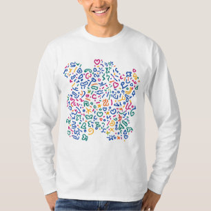 Camiseta Rabisco divertido formas vibrantes coloridas