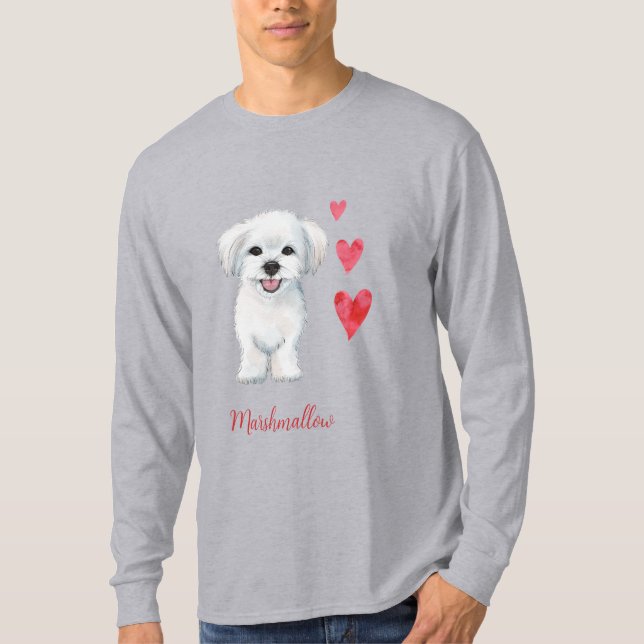 Camiseta Raça de Brinquedos de Cão Maltês (Frente)