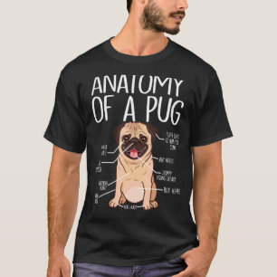 Camiseta Raça de Cachorro Animal Pet Cão Fofo Pug Anatomia