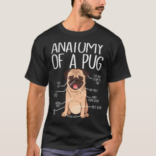 Camiseta Raça de Cachorro Animal Pet Cão Fofo Pug Anatomia