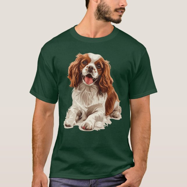 Camiseta Raça de cachorro Cavalier King Charles Spaniel eng (Frente)