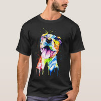Raça De Cão Engraçado Artístico Pitbull - Camisa-T
