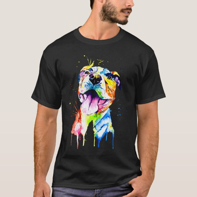 Camiseta Raça De Cão Engraçado Artístico Pitbull - Camisa-T (Frente)