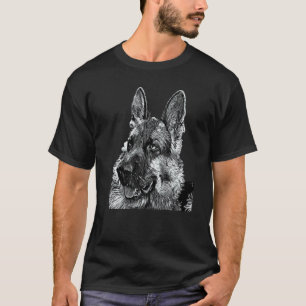 Camiseta Raça de Cão Pastor Alemão Pet Preto e Branco Porto