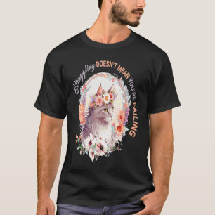 Camiseta Raça de Gato Angorá Turco Coroa de Flores Afirmaçã