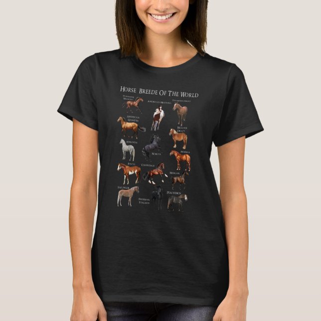Camiseta Raças de Cavalos Equestre Hipismo (Frente)