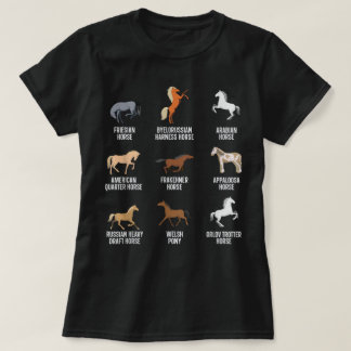 Camiseta Raças de Cavalos Equitação Cavaleiro de Cavalos Co