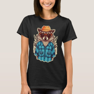 Camiseta Raccon Vestindo Chapéu E Óculos