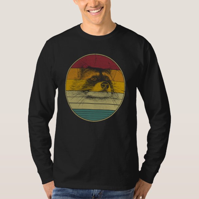 Camiseta Raccoon Animal Retro Sunset Style Vintage (Frente)