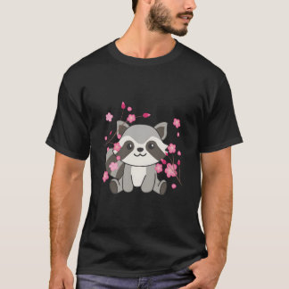 Camiseta Raccoon Animals For Kawaii Cherry Blossoms