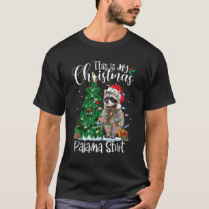 Camiseta Raccoon Christmas Lights Papais noeis Xmas Pajama