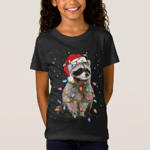 Camiseta Raccoon Christmas Tree Lights Pajama Papais noeis