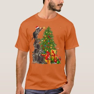 Camiseta Raccoon Christmas Tree Lights Pajama Racoon Lover