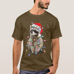 Camiseta Raccoon Christmas Tree Lights Pajama Racoon Lover