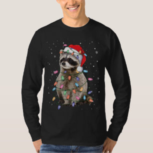 Camiseta Raccoon Christmas Tree Lights Pajama Racoon Lover