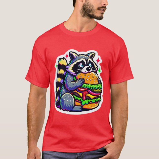 CAMISETA RACCOON COMENDO CHEESEBURGER 5 (Frente)