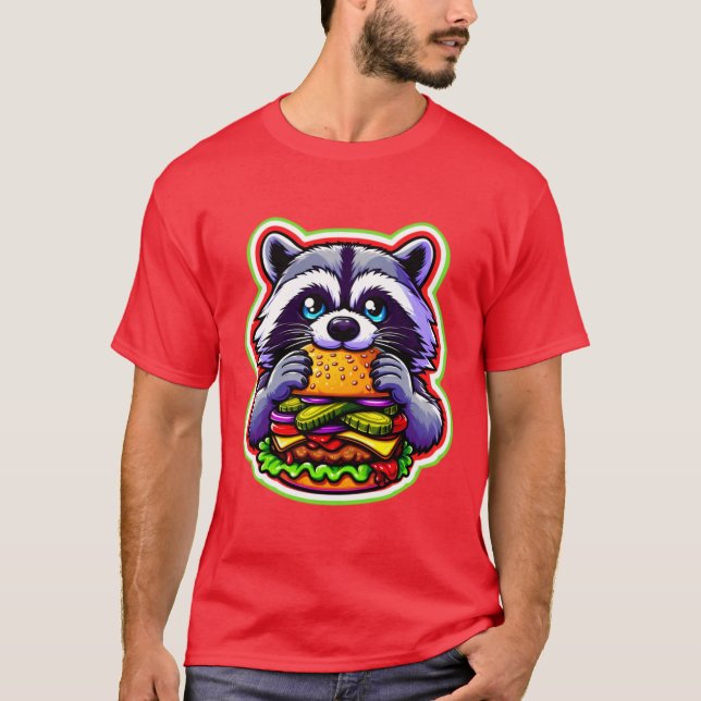 CAMISETA RACCOON COMENDO CHEESEBURGER 6 (Frente)