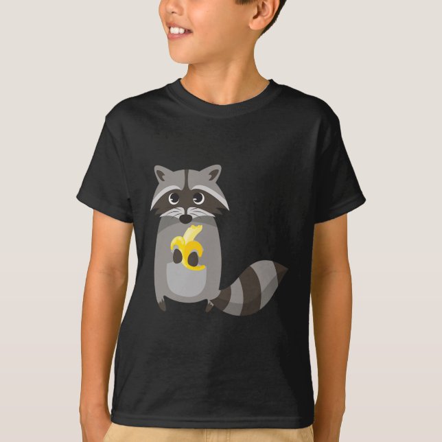 Camiseta Raccoon Comendo Fruta De Banana Bonita (Frente)