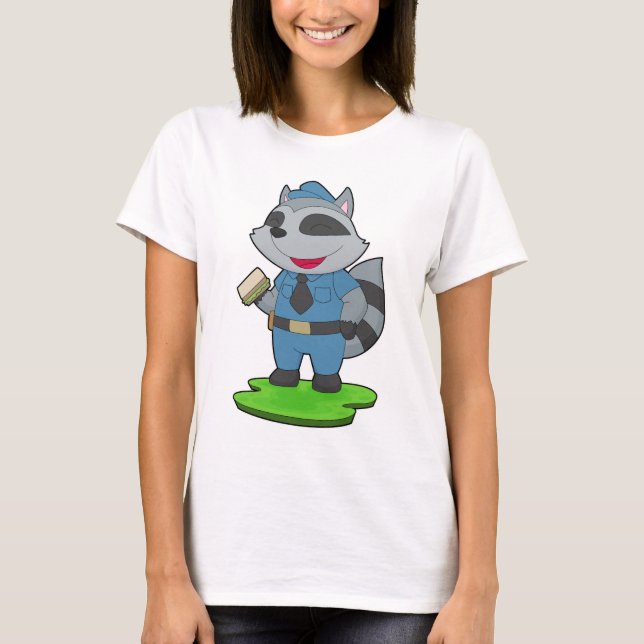 Camiseta Raccoon Cop Sandwich Police (Frente)