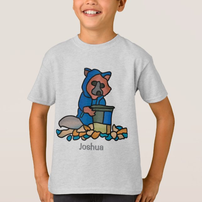 Camiseta Raccoon De Rua Explorando Através De Uma Lata De L (Frente)