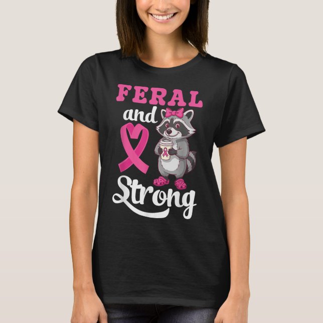Camiseta Raccoon De Sensibilização Para O Cancer Da Mama Fe (Frente)