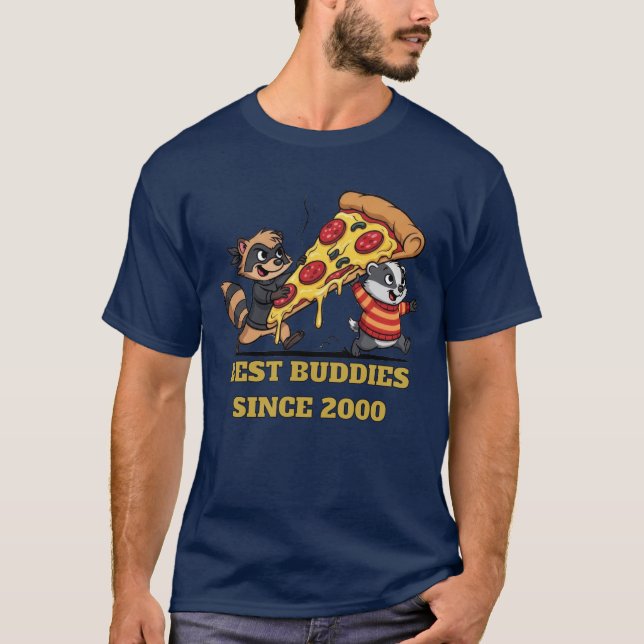 Camiseta Raccoon e Badger Melhores Amigos Desde (Frente)