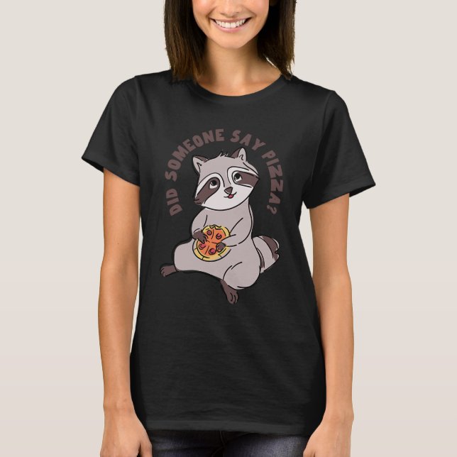 Camiseta Raccoon Eating Pizza Cute Rodand Fast Comida (Frente)