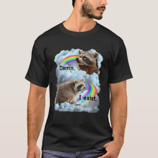 Camiseta Raccoon Engraçado Eu Existe Depressão Memória Ment