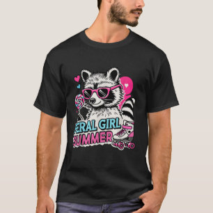 Camiseta Raccoon Feral Girl Summer Cute Retro Racoon Sungla